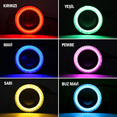Fiat Doblo D4 Uyumlu, Universal Mercekli Led Angel Sis Farı, 76mm Beyaz Renk
