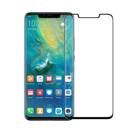 Smcase Huawei Mate 20 Pro Darbe Korumalı Silikon Kılıf  Tam Kapatan Cam
