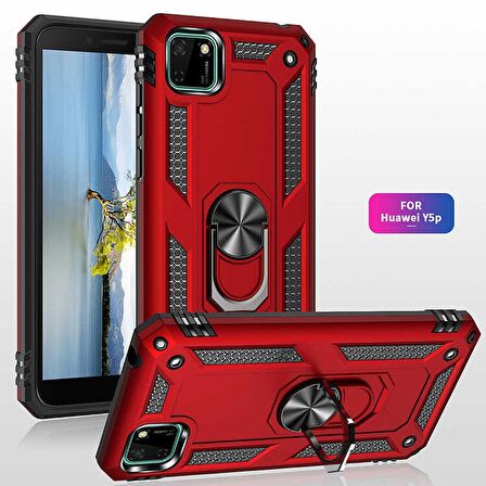 Gpack Huawei Y5P Kılıf Tank Koruma Vega Standlı Yüzüklü Mıknatıslı