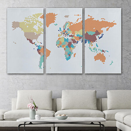 Harita Sepeti Dünya Haritası Dekoratif Kanvas Tablo 1061