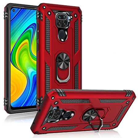 Gpack Xiaomi Redmi Note 9 Kılıf Tank Koruma Vega Standlı Yüzüklü MıknatıslıNano Glass