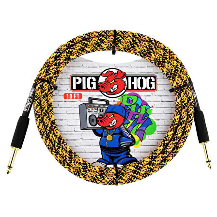 Pig Hog Vintage Series 1/4 Enstrüman Kablosu (Orange Graffiti 3 Metre Straight - Straight)