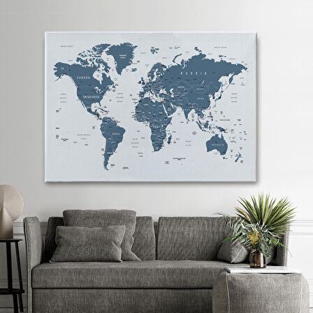 Harita Sepeti Dünya Haritası Dekoratif Kanvas Tablo 1062