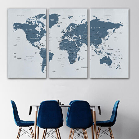 Harita Sepeti Dünya Haritası Dekoratif Kanvas Tablo 1062