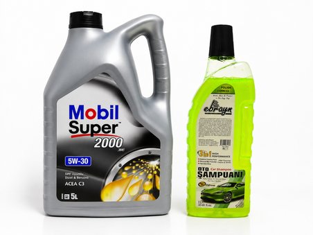 MOBİL SÜPER 2000 XE ACEA C3 5W-30 DPF MOTOR YAĞI 5 Litre + Oto Şampuan 1000 ml