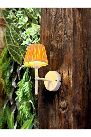 Bohem Hasır Rafya Saçaksız El Yapımı Beyaz Kablosuz Pilli Ledli Aplik