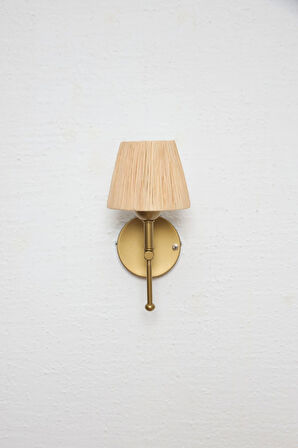 Bohem Hasır Rafya Saçaksız El Yapımı Eskitme Gold Kablosuz Pilli Ledli Aplik