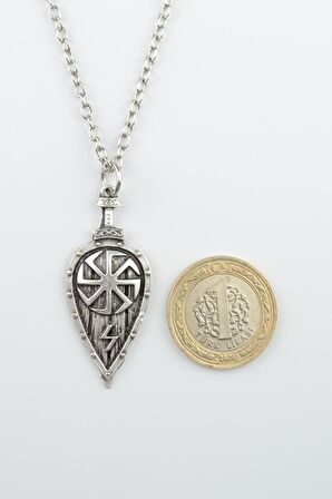 2'li Viking Pusula - Viking Kalkan Erkek Kadın Kolye Seti 925 Ayar Gümüş Kaplama