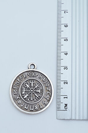 Vegvisir Viking Pusulası Gümüş Kaplama Kolye Ucu