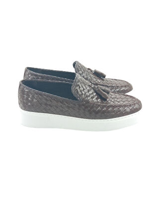 10651292 Günlük Loafer Kahverengi Hasır Örgü Püsküllü