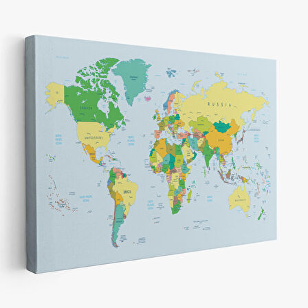 Harita Sepeti Dünya Haritası Meridyenli Dekoratif Kanvas Tablo 1065