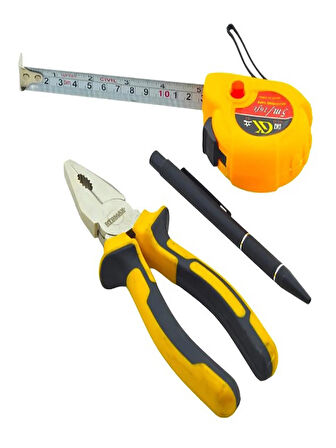 RTRMAX 180mm Pense,GK 5ö/16ft Metre,Metal Tükenmez Kalem Set