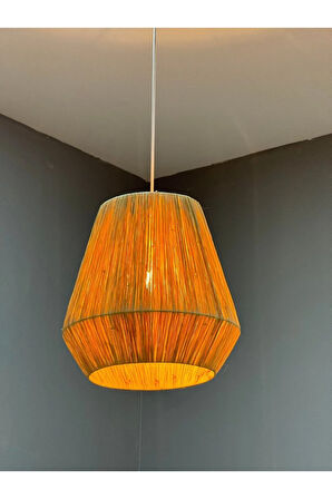 Symi Rafya Rustik Hasır Mekan Avize Sarkıt Aydınlatma Tasarımı