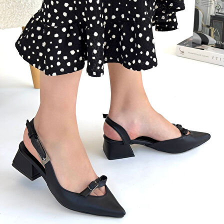 Rewat Siyah Cilt Topuklu Ayakkabı