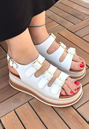 Jatay Beyaz Cilt Sandalet