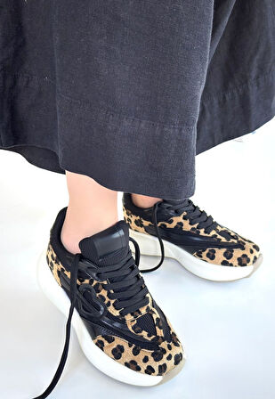 Mark Leopar Süet Bağcıklı Spor Ayakkabı