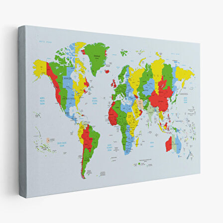 Harita Sepeti Dünya Haritası Dekoratif Kanvas Tablo 1066