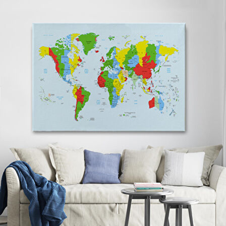 Harita Sepeti Dünya Haritası Dekoratif Kanvas Tablo 1066