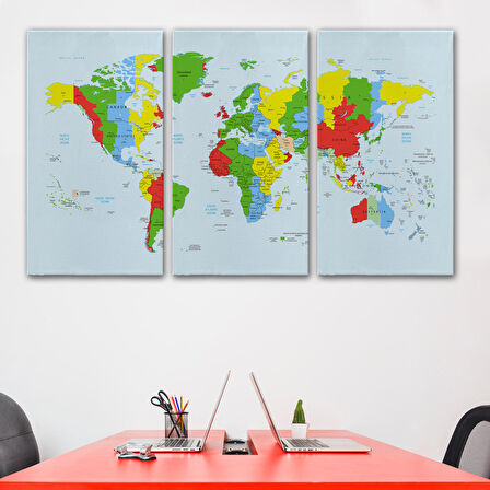 Harita Sepeti Dünya Haritası Dekoratif Kanvas Tablo 1066