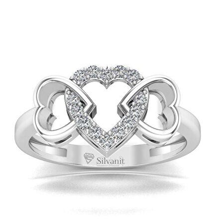 0,07 Karat Pırlanta Kalplı Yüzük