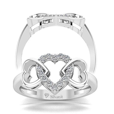 0,07 Karat Pırlanta Kalplı Yüzük