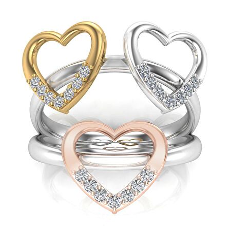 0,10 Karat Pırlanta Kalp Yüzük