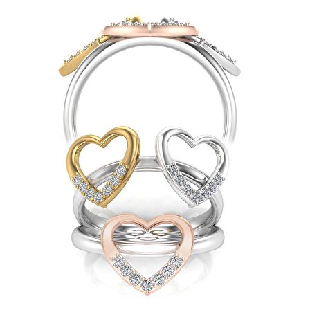 0,10 Karat Pırlanta Kalp Yüzük