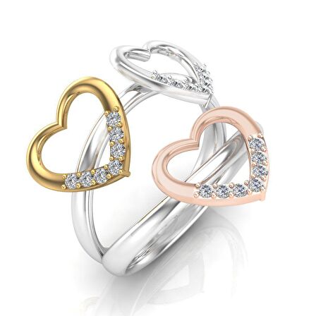 0,10 Karat Pırlanta Kalp Yüzük