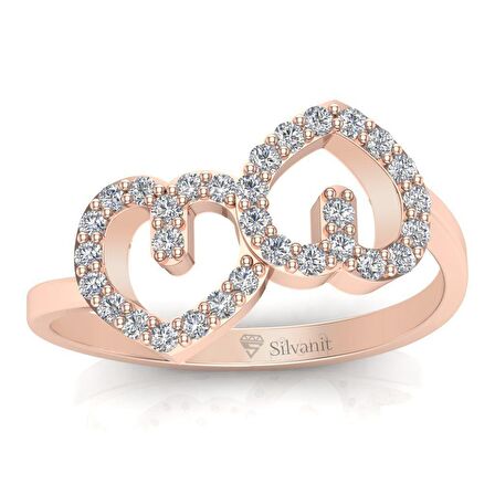 0,15 Karat Pırlanta Kalp Yüzük