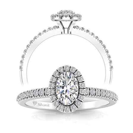 0,50 Karat F Renk Uluslararası Sertifikalı  Pırlanta Oval Yüzük