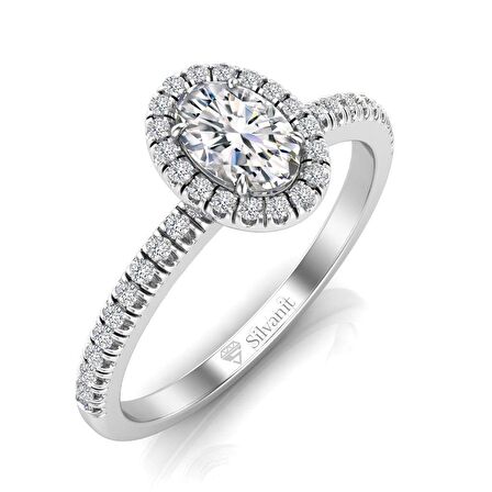 0,50 Karat F Renk Uluslararası Sertifikalı  Pırlanta Oval Yüzük