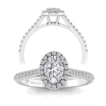 0,60 Karat F Renk Uluslararası Sertifikalı  Pırlanta Oval Yüzük