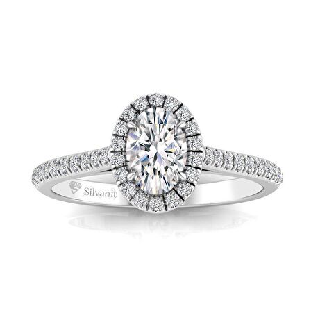 0,60 Karat F Renk Uluslararası Sertifikalı  Pırlanta Oval Yüzük