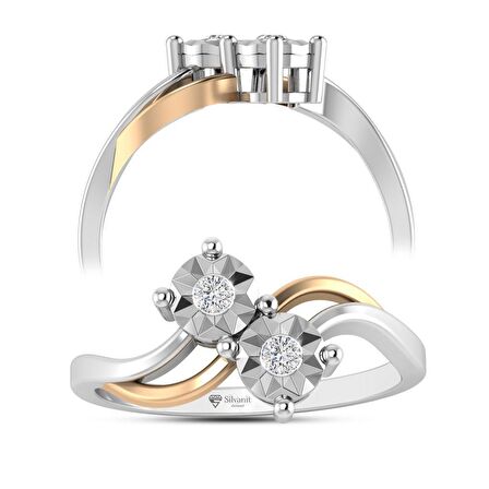 Pırlanta Çift Taşlı Yüzük