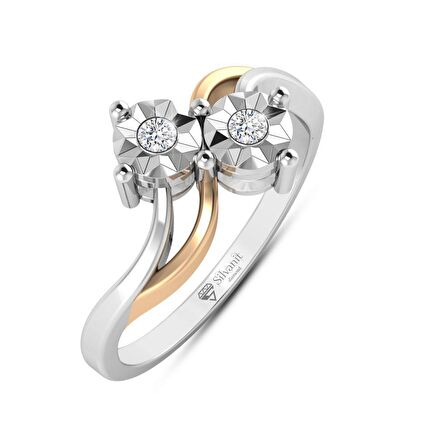 Pırlanta Çift Taşlı Yüzük