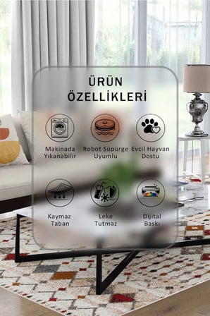 Yıkanabilir Kaymaz Taban Dijital Baskılı Halı ve Yolluk – Leke Tutmaz Salon & Mutfak Halısı