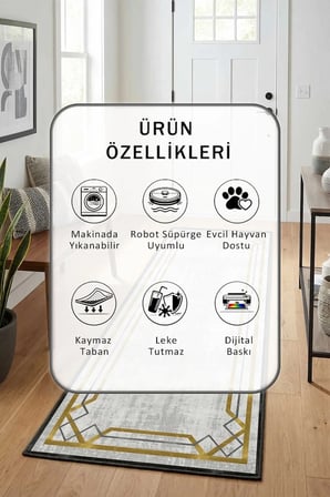 Reverans Çerçeve Syh Salon Mutfak Yatak Odası Dijital Baskı Yolluk Halı
