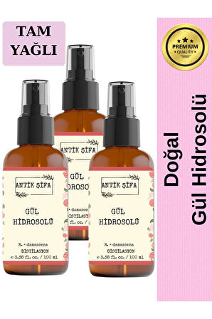 Gül Suyu 300 ml - Saf Tam Yağlı Gül Hidrosolü Tonik (3 X 100 ML)
