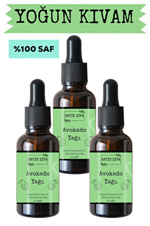 Avokado Yağı (3 X 20 ML)- %100 Seyreltilmemiş, Doğal Avokado Taşıyıcı Yağ