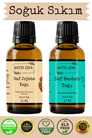 %100 Saf Jojoba Yağı ve Baobab Yağı - (10ml + 10ml)