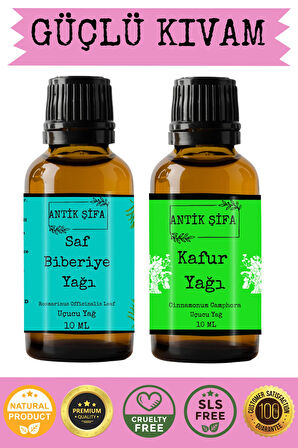 Biberiye Yağı Ve Kafur Uçucu Yağı (10ML 10 ML)- %100 Seyreltilmemiş, Doğal