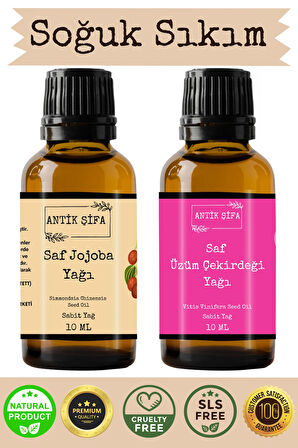 Jojoba Yağı Ve Üzüm Çekirdeği Yağı %100 Saf Seyreltilmemiş- (10ML 10ML)