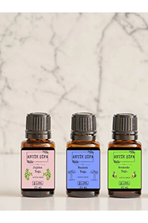 Anti-aging Besleyici Doğal Ve Saf Yağ Seti (baobab, Avakado, Jojoba Yağı) - 3 X 20 Ml