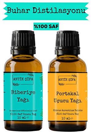 Biberiye Yağı ve Portakal Kabuğu Uçucu Yağı (10ml + 10 ml)- %100 Saf Seyreltilmemiş