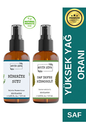 Biberiye Suyu Ve Defne Suyu Seti - Sıkılaştırıcı Hidrosolü Seti (2x100ml)