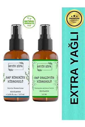 Biberiye Suyu Ve Okaliptüs Suyu Seti - Parlaklık Hidrosolü Seti (2X100ML)