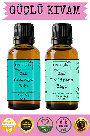 Biberiye Yağı ve Okaliptus Uçucu Yağı (10ml + 10 ml)- %100 Saf Seyreltilmemiş