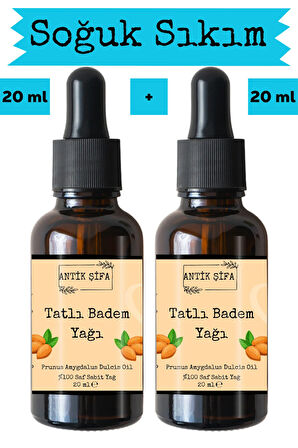 %100 Saf Tatlı Badem Yağı - 2x 20 ml (Soğuk Sıkım)