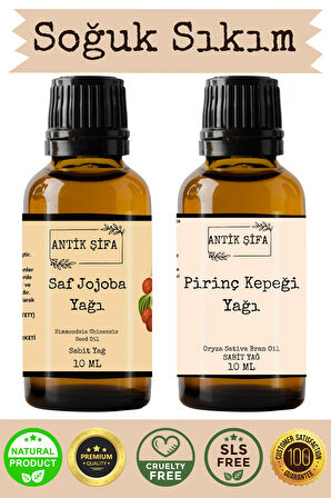 %100 Saf Jojoba Yağı ve Pirinç Kepeği Yağı - (10ml + 10ml)