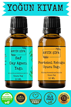 %100 Saf Çay Ağacı Uçucu Yağı ve Portakal Uçucu Yağı - (10ml + 10ml)